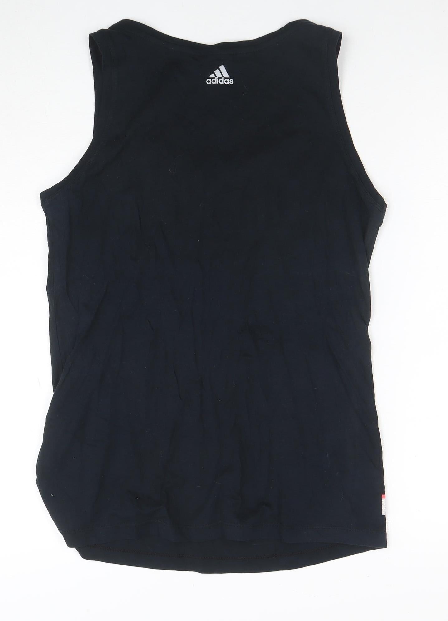 Adidas Womens Black Rhinestone Logo Tank Top Size L