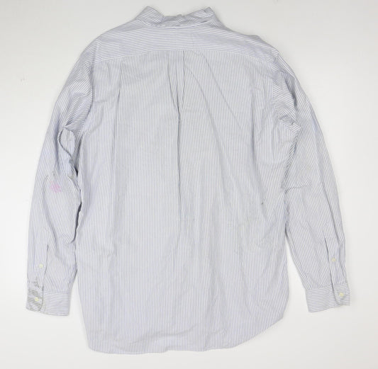 Ralph Lauren Men’s Blue Striped Classic Fit Long Sleeve Shirt L
