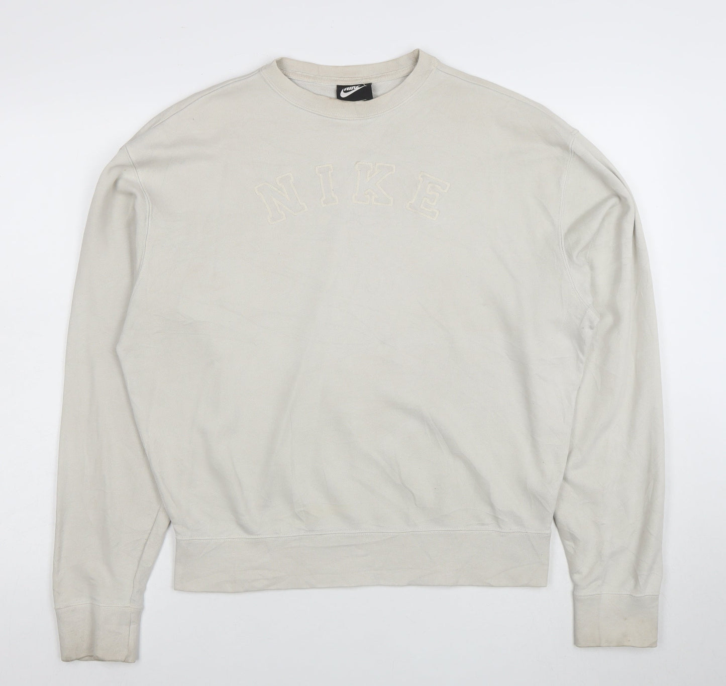 Nike Womens Beige Small Pullover Crew Neck Sweatshirt