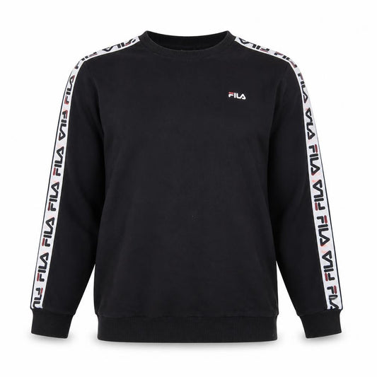 FILA Mens Black Logo Tape Crew Neck Sweatshirt Size M