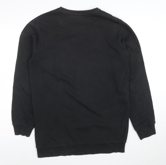 FILA Mens Black Logo Tape Crew Neck Sweatshirt Size M