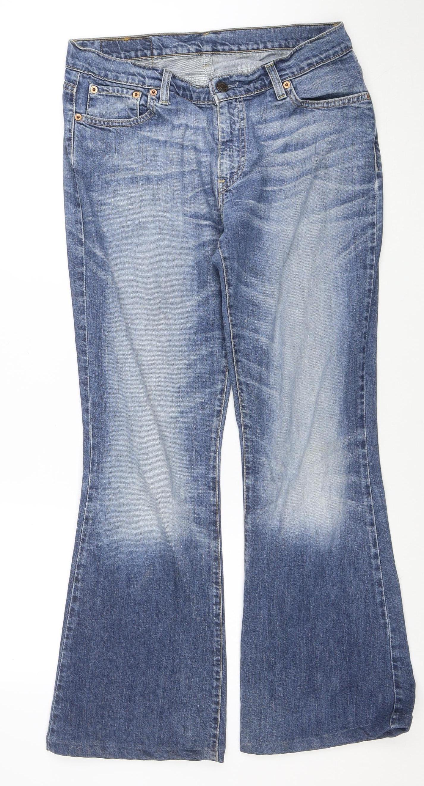 Levi’s Women Blue Flared Jeans Size 12 Regular Denim Mid Rise