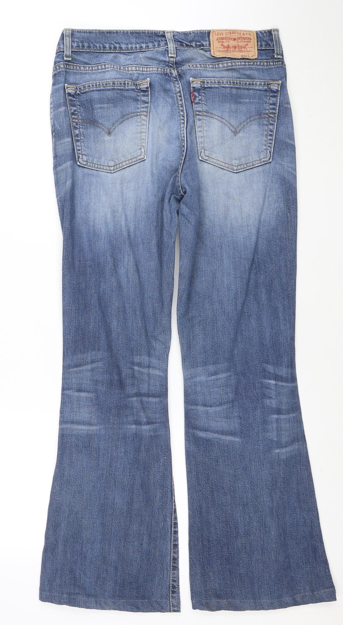 Levi’s Women Blue Flared Jeans Size 12 Regular Denim Mid Rise