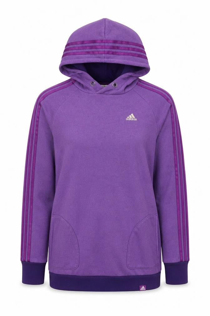 Adidas Women Purple Pullover Hoodie Sweatshirt UK S 8-10 Cotton Blend