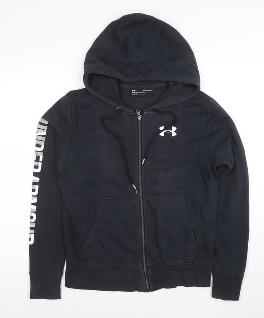 Under Armour Boys Black XS Full Zip Hoodie with Logo Print