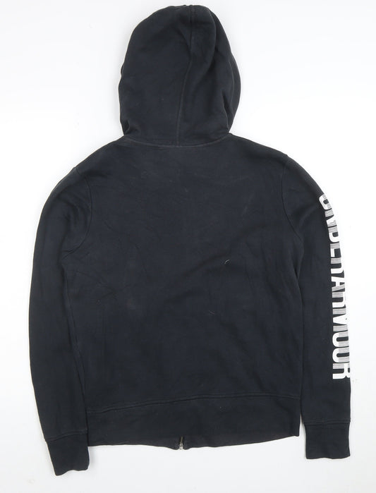 Under Armour Boys Black XS Full Zip Hoodie with Logo Print