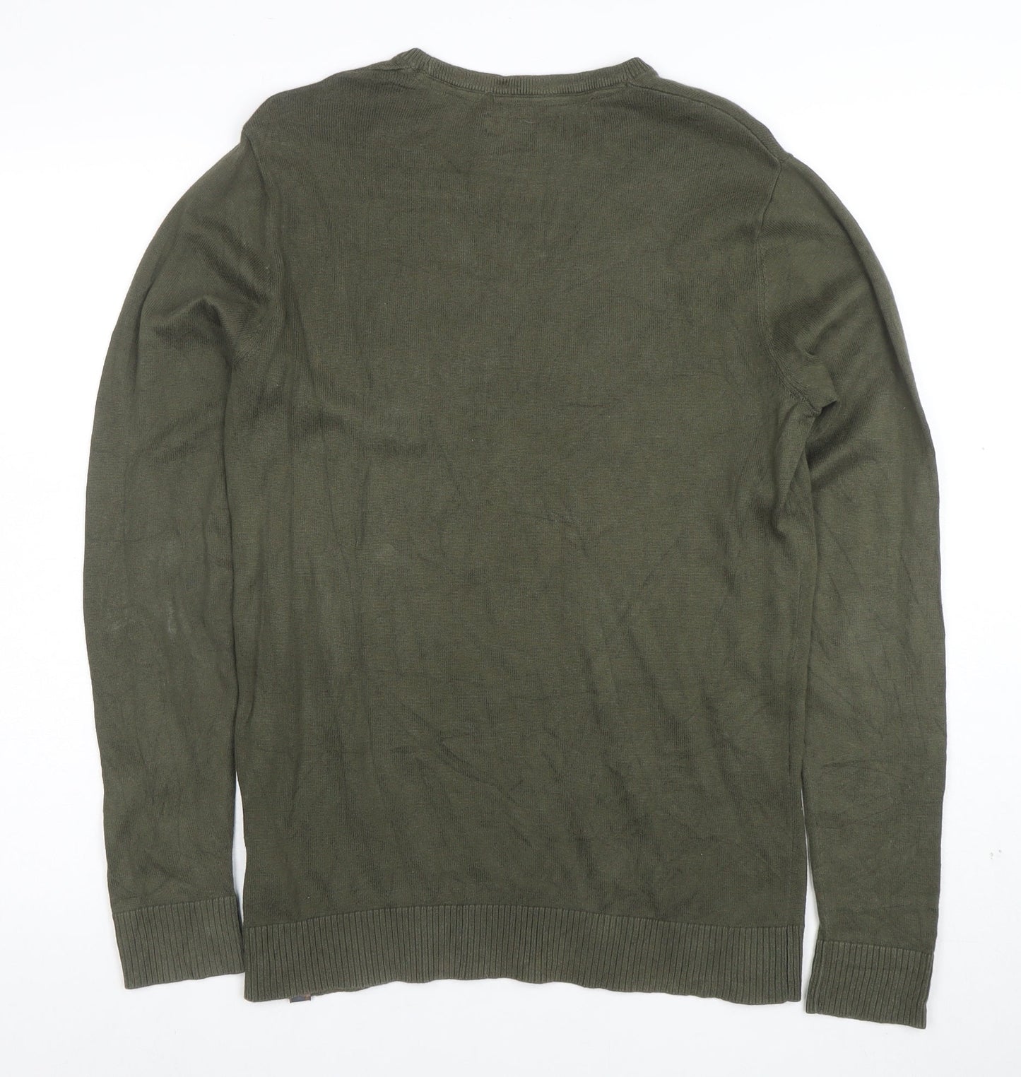 Calvin Klein Men’s Green Cotton Crew Neck Pullover Jumper Size S