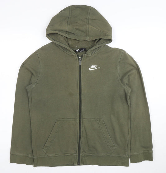 Nike Boys Green Full Zip Hoodie XL Cotton Blend Standard Fit