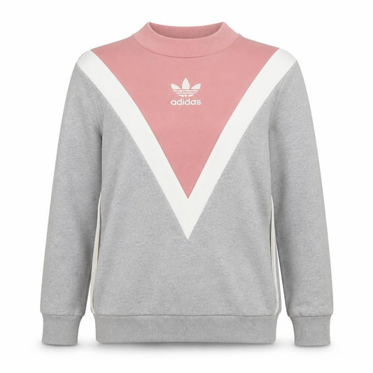 Adidas Womens Grey & Pink Crew Neck Pullover Sweatshirt Size 10 M