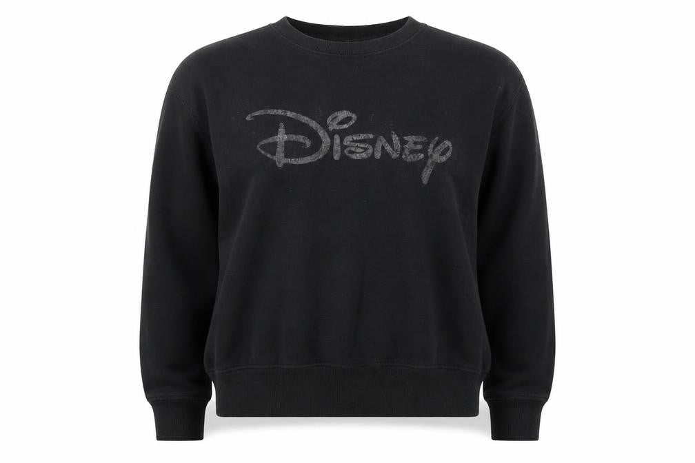 Disney Women Black Small Pullover Sweatshirt Logo Cotton Blend