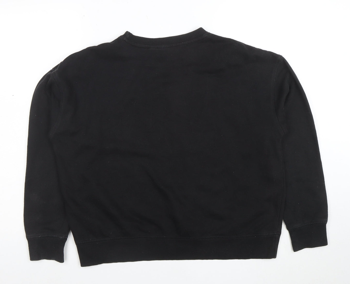 Disney Women Black Small Pullover Sweatshirt Logo Cotton Blend