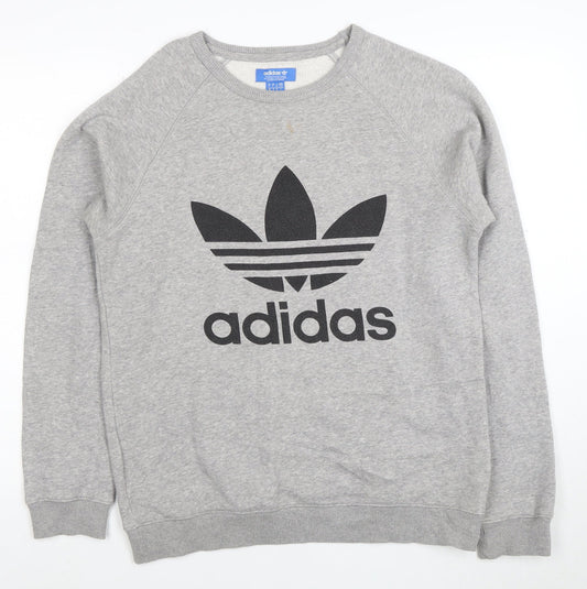 adidas Men's Grey Small Pullover Crew Neck Sweatshirt