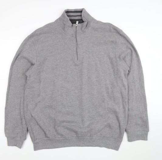 Arrow Men’s Grey 1/4 Zip High Neck Cotton Blend Sweatshirt XL