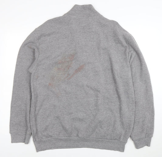 Arrow Men’s Grey 1/4 Zip High Neck Cotton Blend Sweatshirt XL