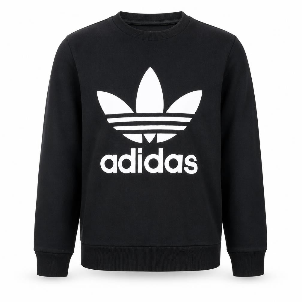 Adidas Boys Black Crew Neck Sweatshirt 12-13 Years Cotton Blend Pullover