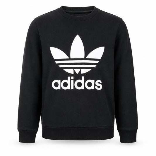 Adidas Boys Black Crew Neck Sweatshirt 12-13 Years Cotton Blend Pullover