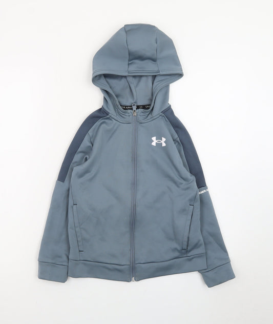 Under Armour Boys Blue Full Zip Hoodie Youth Small Polyester Sportswear