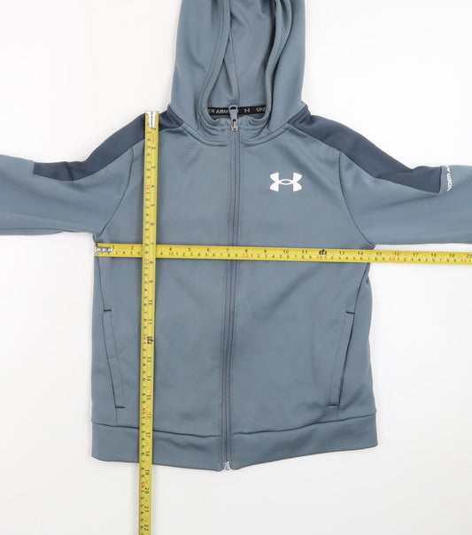Under Armour Boys Blue Full Zip Hoodie Youth Small Polyester Sportswear