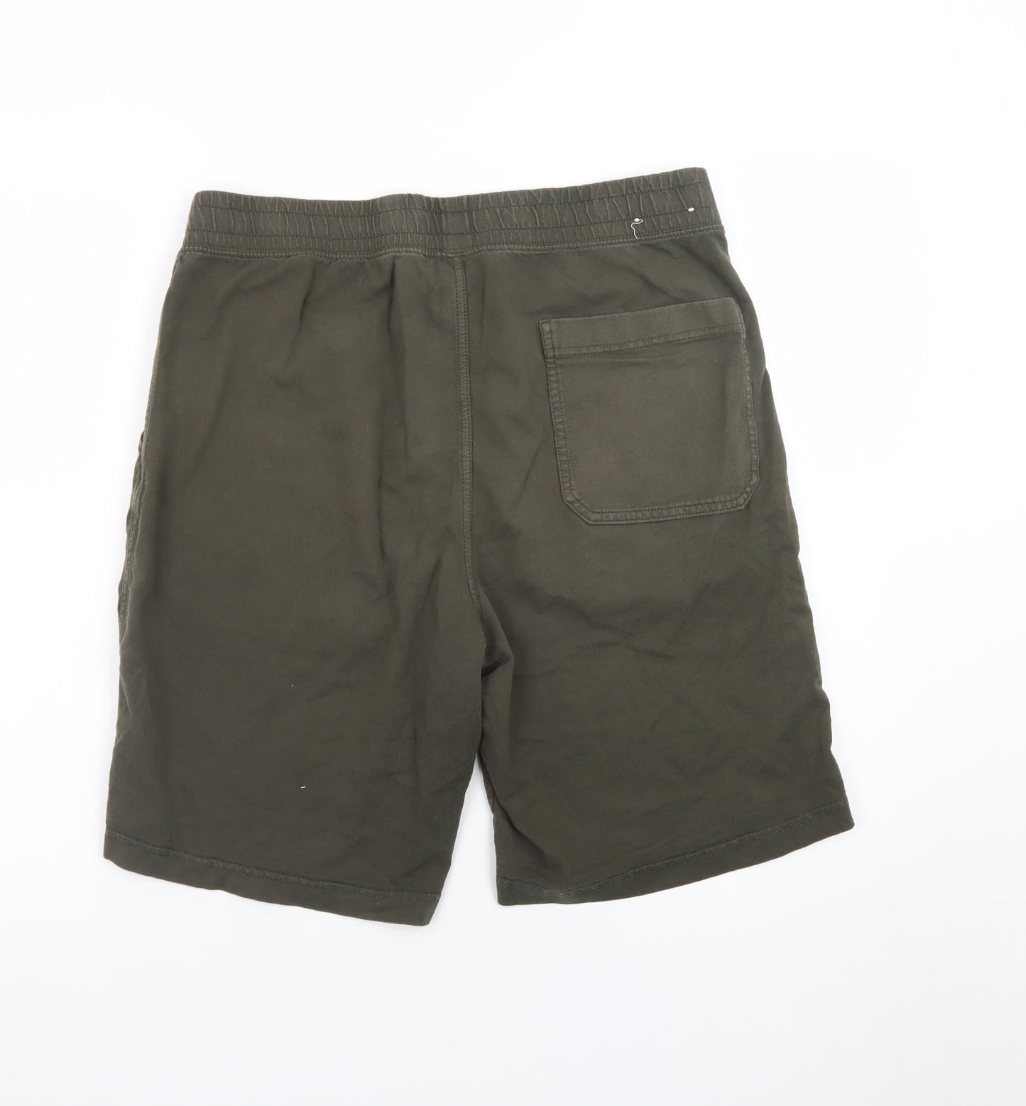 Uniqlo Men's Green L Cargo Shorts 100% Cotton Elastic Waist