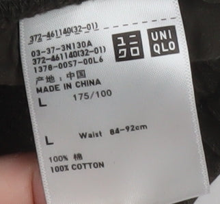 Uniqlo Men's Green L Cargo Shorts 100% Cotton Elastic Waist