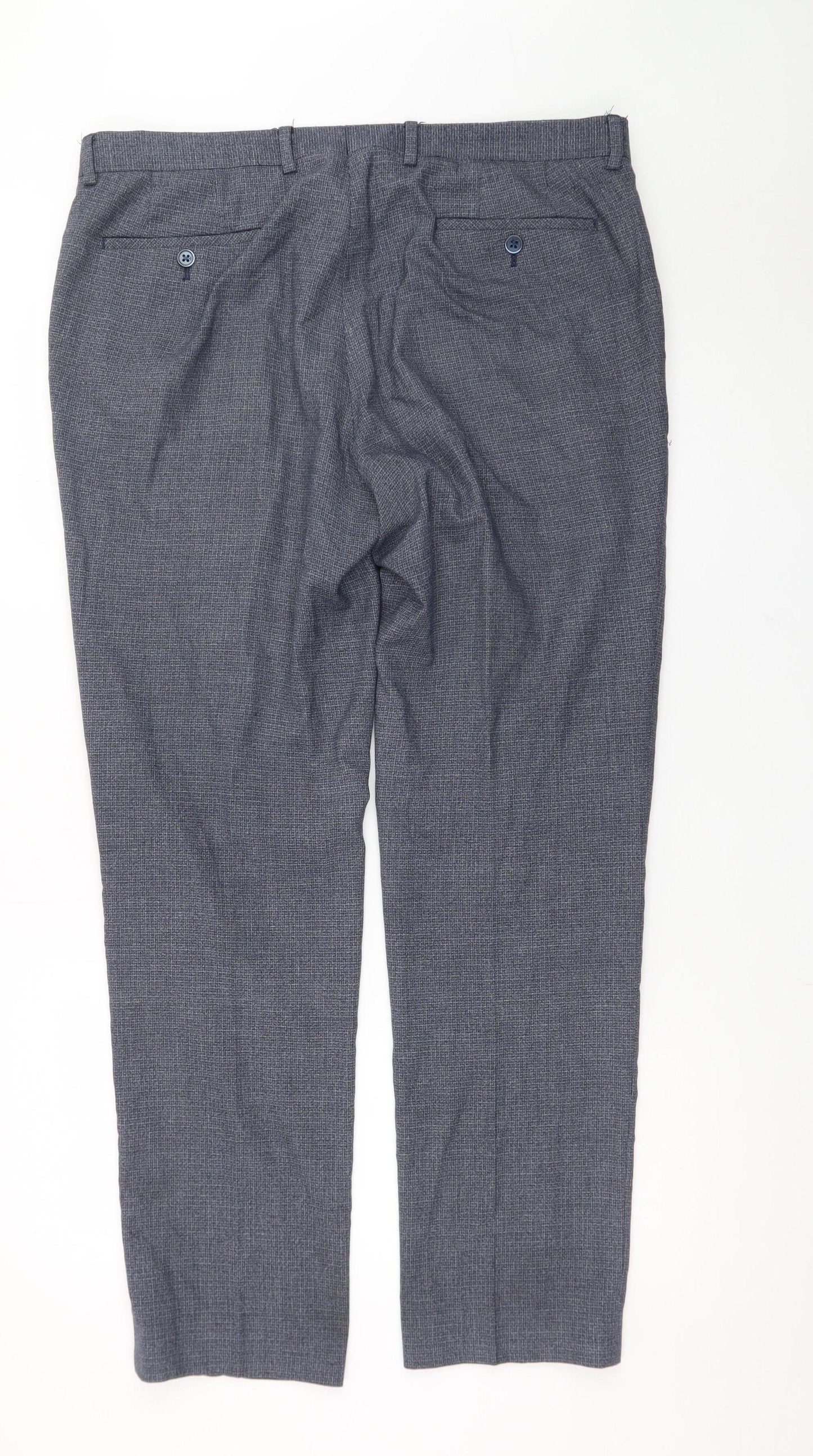 Remus Uomo Men's Grey Check Slim Fit Dress Pants 42R