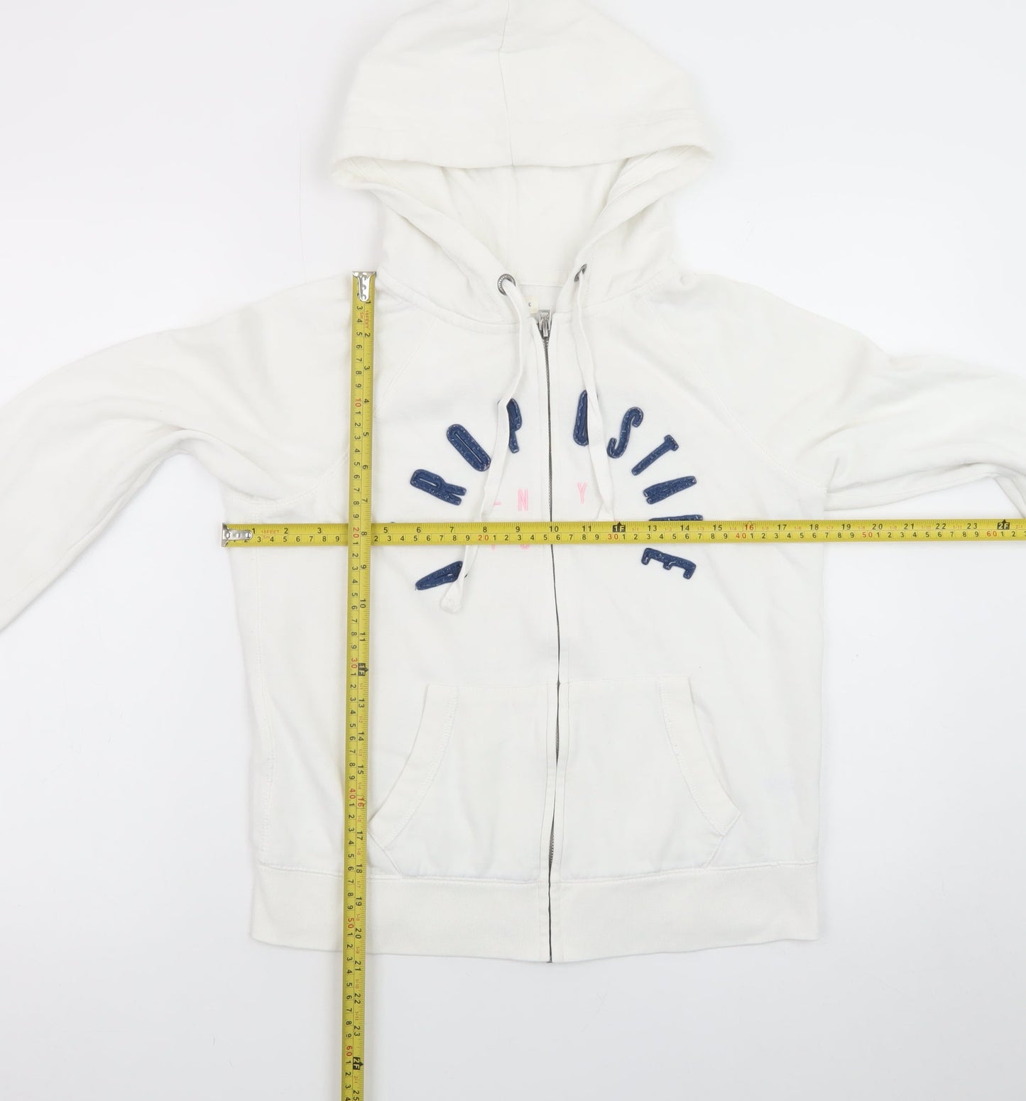 Aeropostale Women's White Full Zip Hoodie Size M Cotton Blend