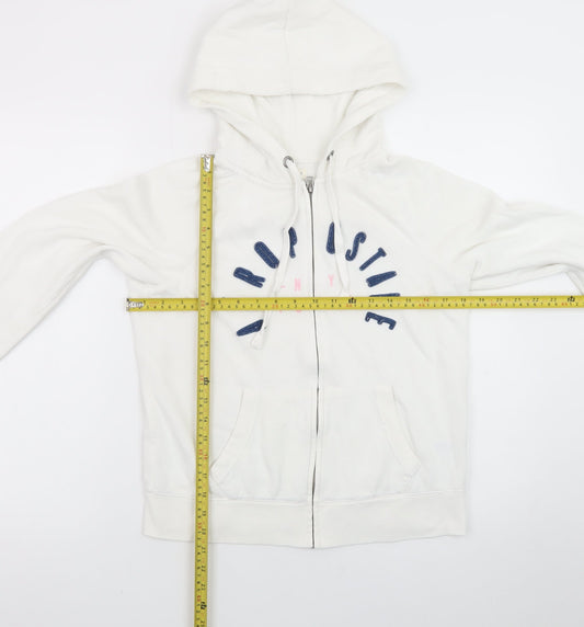 Aeropostale Women's White Full Zip Hoodie Size M Cotton Blend