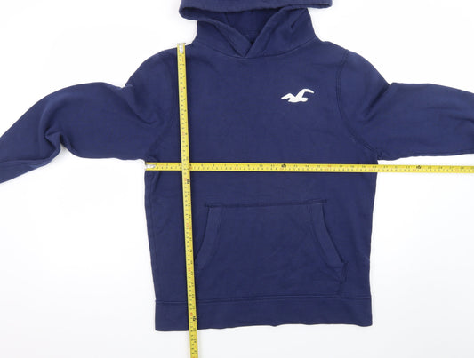 Hollister Men's Blue Pullover Hoodie L Long Sleeve Logo Top