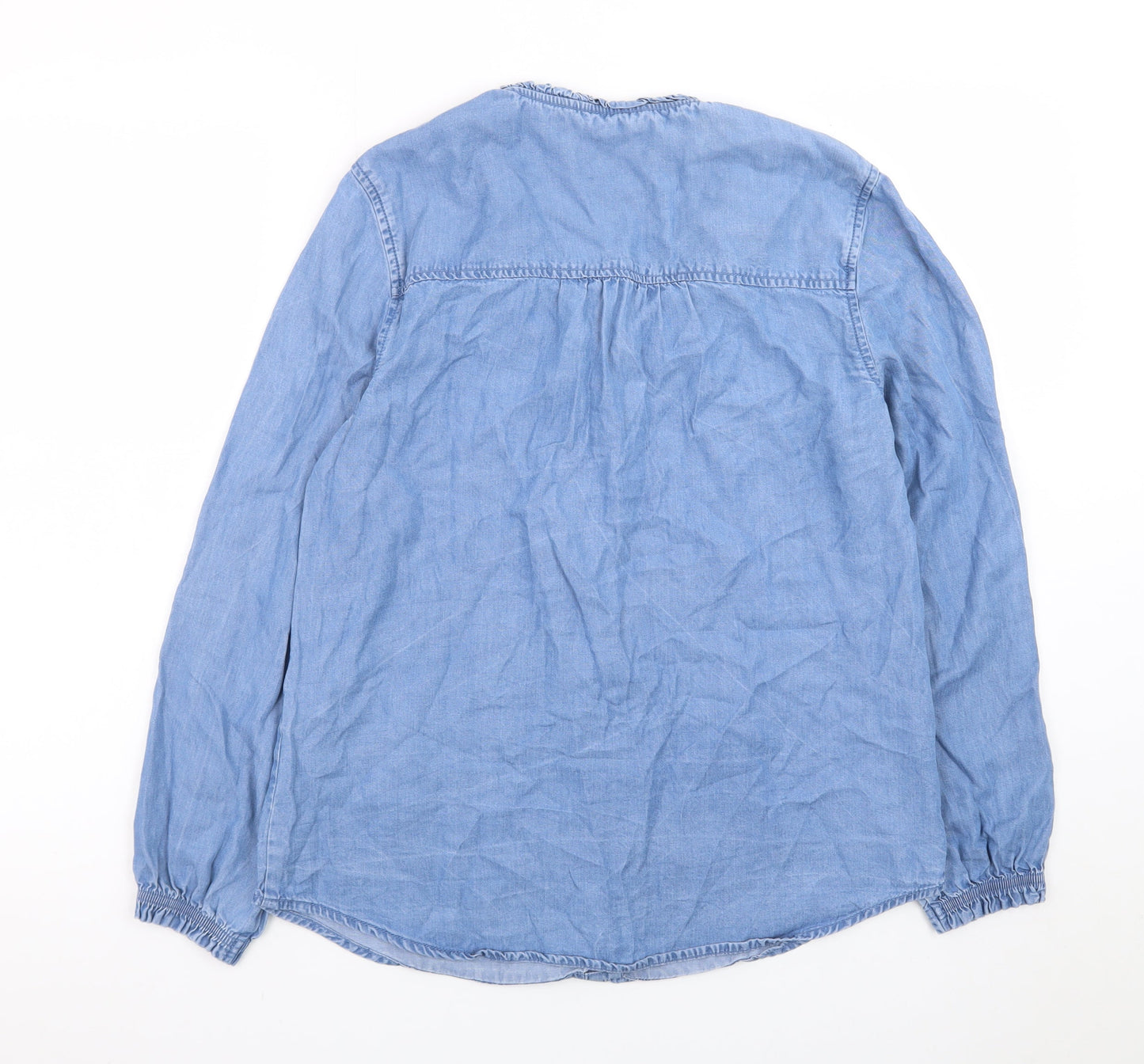 Dunnes Stores Women's Blue Lyocell Long Sleeve Tunic Blouse Size S
