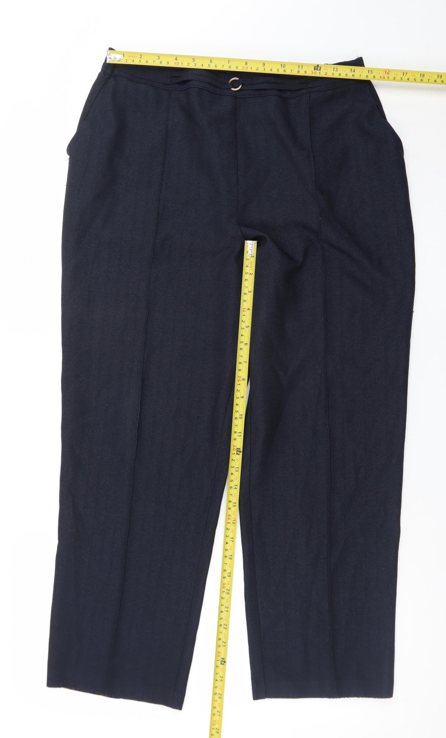 Marks and Spencer Women's Blue Size 14 Short Straight Trousers