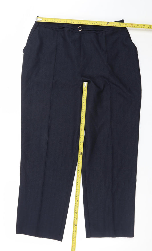 Marks and Spencer Women's Blue Size 14 Short Straight Trousers