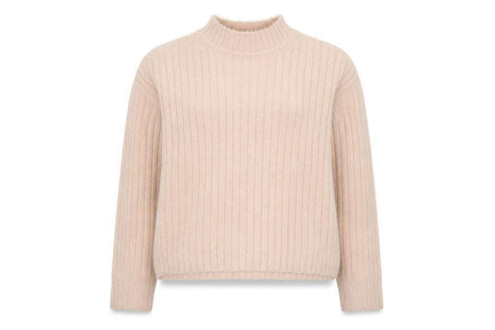Next Teens Beige Ribbed High Neck Pullover Jumper Size 12Y