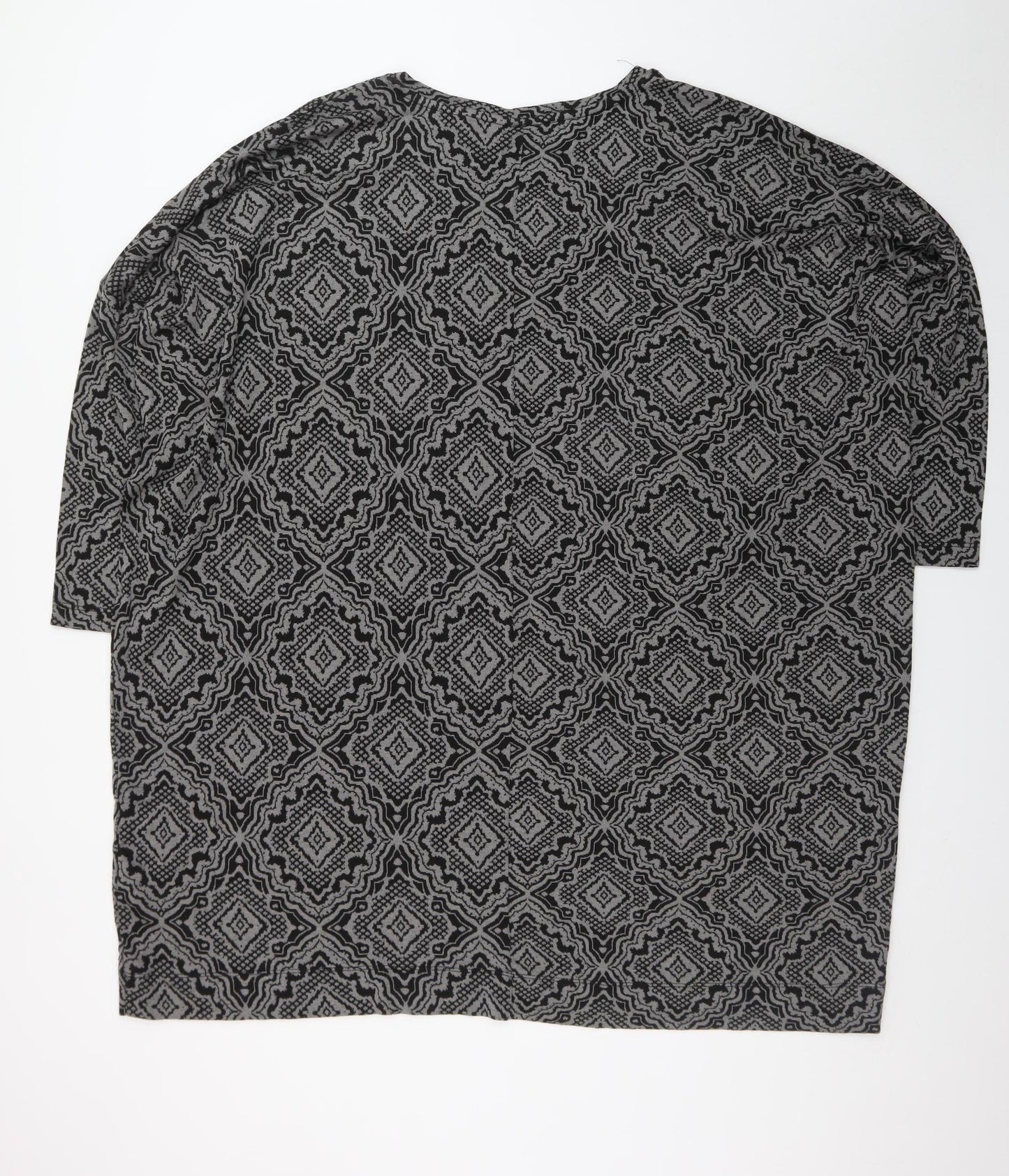 Masai Women Black 2XL Geometric Shift Dress Jersey Plus Size