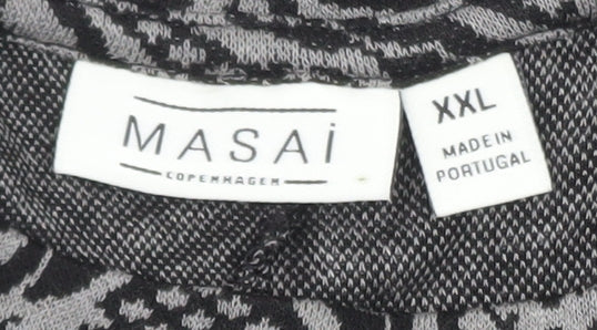 Masai Women Black 2XL Geometric Shift Dress Jersey Plus Size