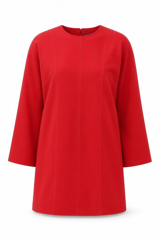 Dunnes Women Red Shift Dress Size 14 3/4 Sleeve Workwear