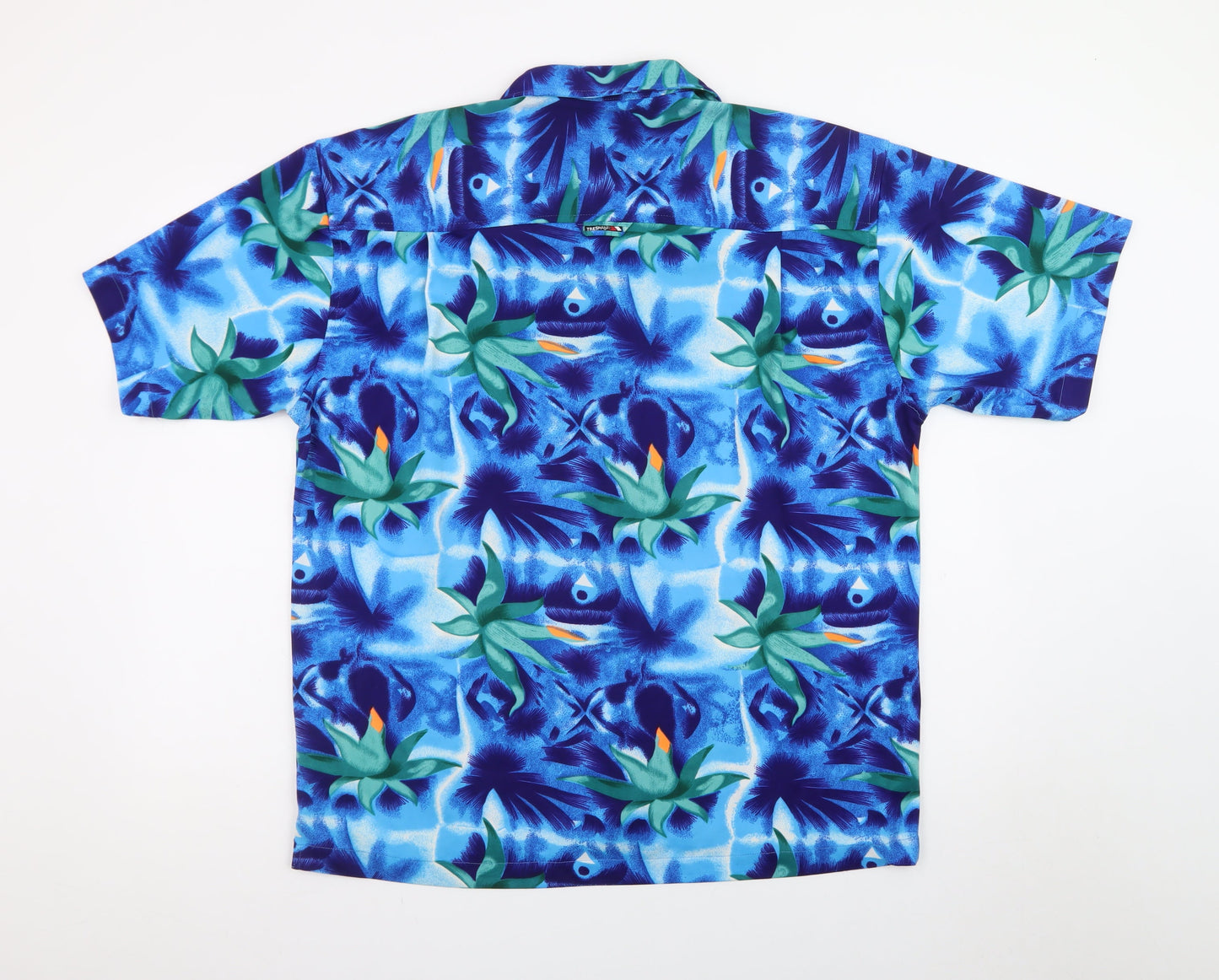 Trespass Mens Blue Hawaiian Short Sleeve Button-Up Shirt L