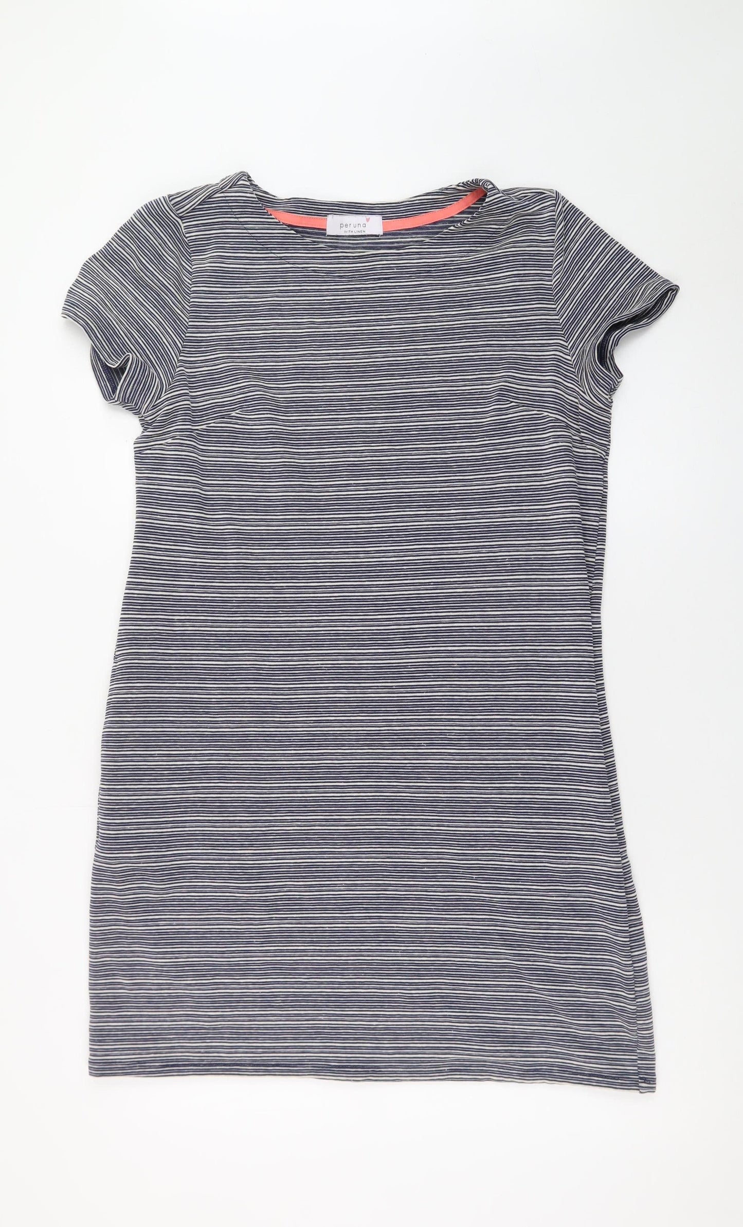 Marks and Spencer Women Blue Stripe T-Shirt Dress Size 14