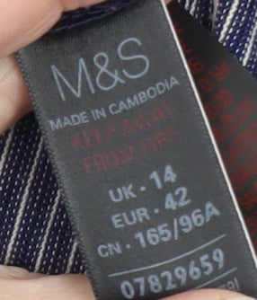 Marks and Spencer Women Blue Stripe T-Shirt Dress Size 14