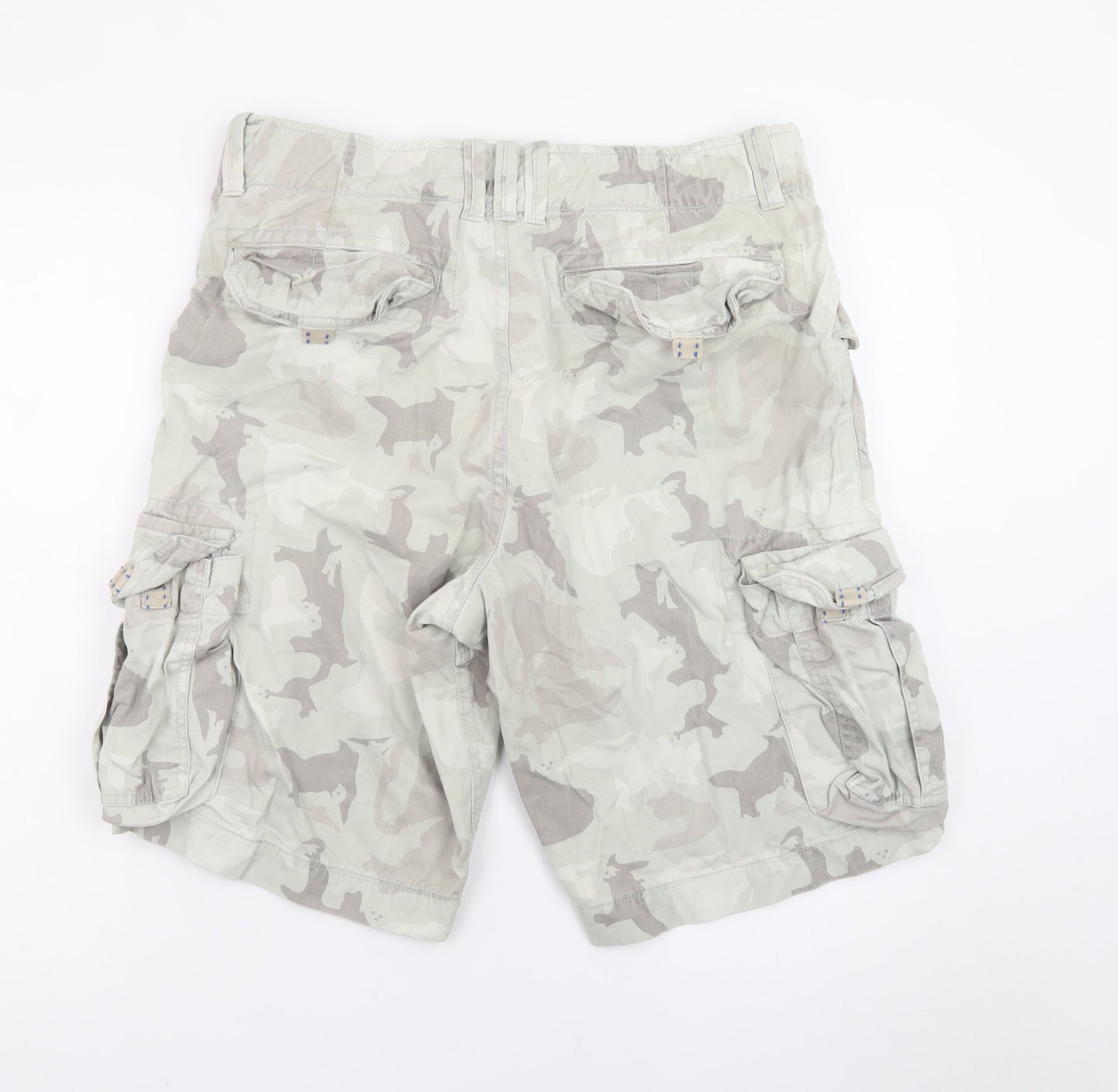 Next Men's Grey Camouflage Cargo Shorts Size 34 Regular Fit