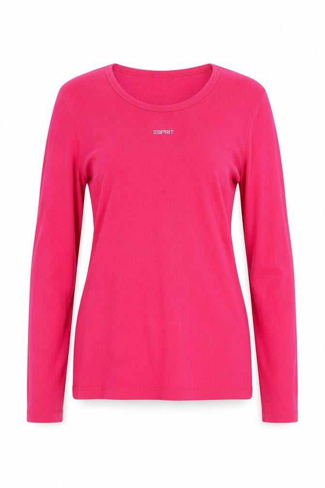 ESPRIT Women’s Pink Long Sleeve Cotton Basic T-Shirt Size S