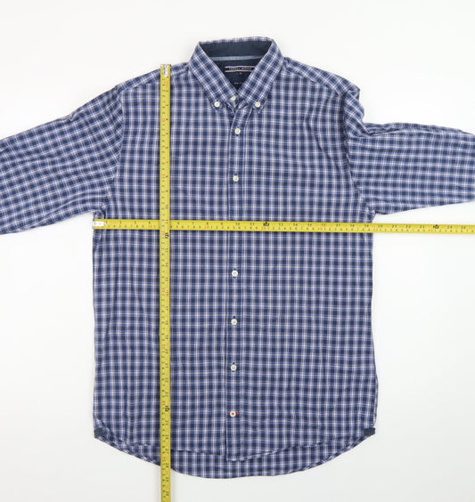 Tommy Hilfiger Men's Blue Check Button-Down Long Sleeve Shirt M