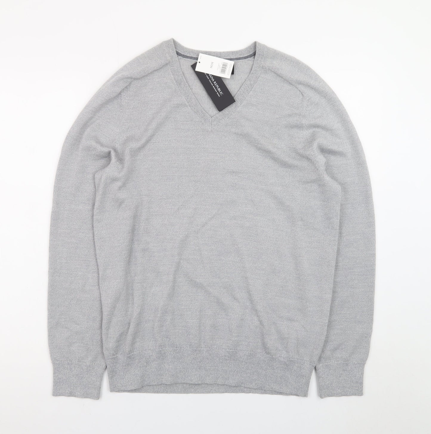 Banana Republic Men's Grey Merino Wool V-Neck Jumper M