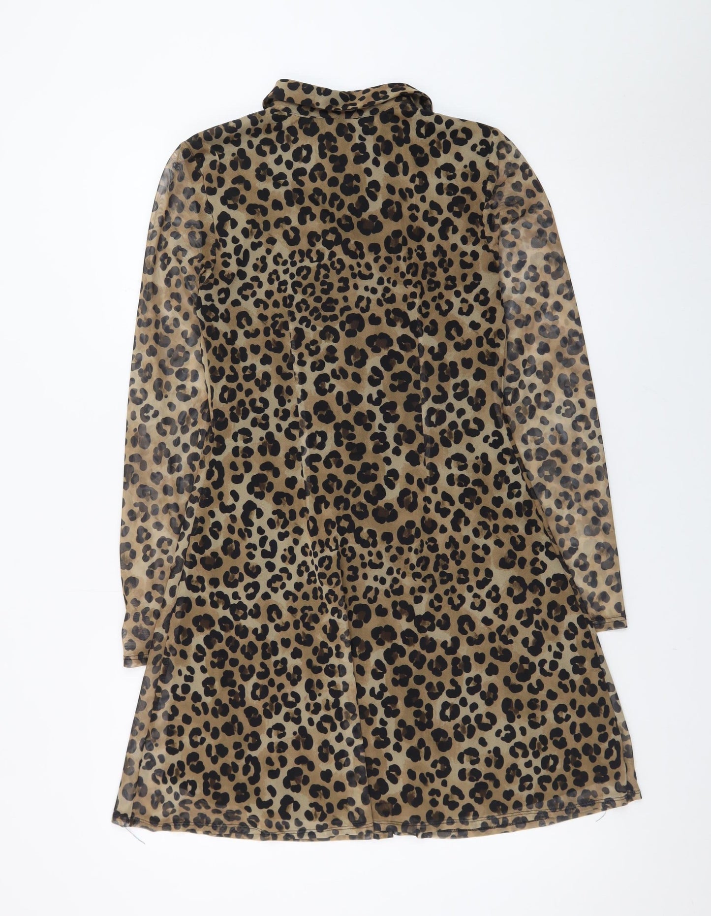 Primark Women Brown Leopard Print Shirt Dress XS