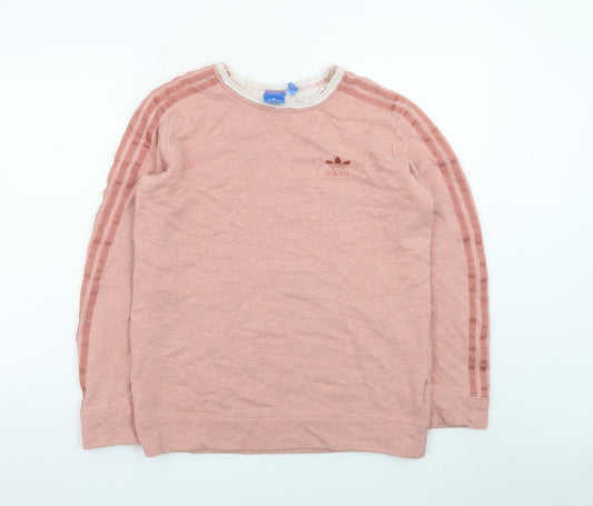 Adidas Womens Pink Crew Neck Long Sleeve Pullover Sweatshirt UK 8