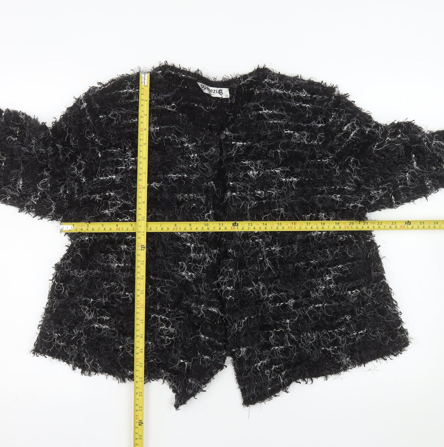 Venezia Exclusive Women's Black Size 18 Textured Cardigan