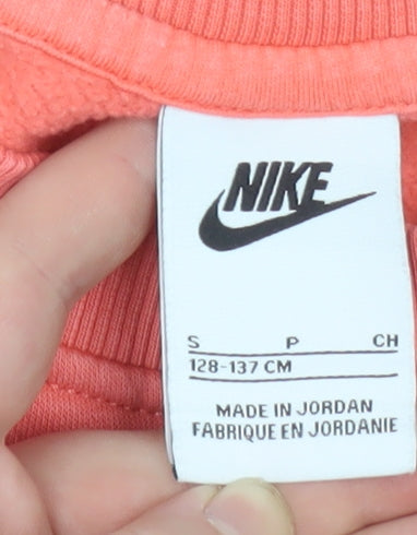 Nike Girls Pink Crew Neck Pullover Sweatshirt Size S 128-137cm