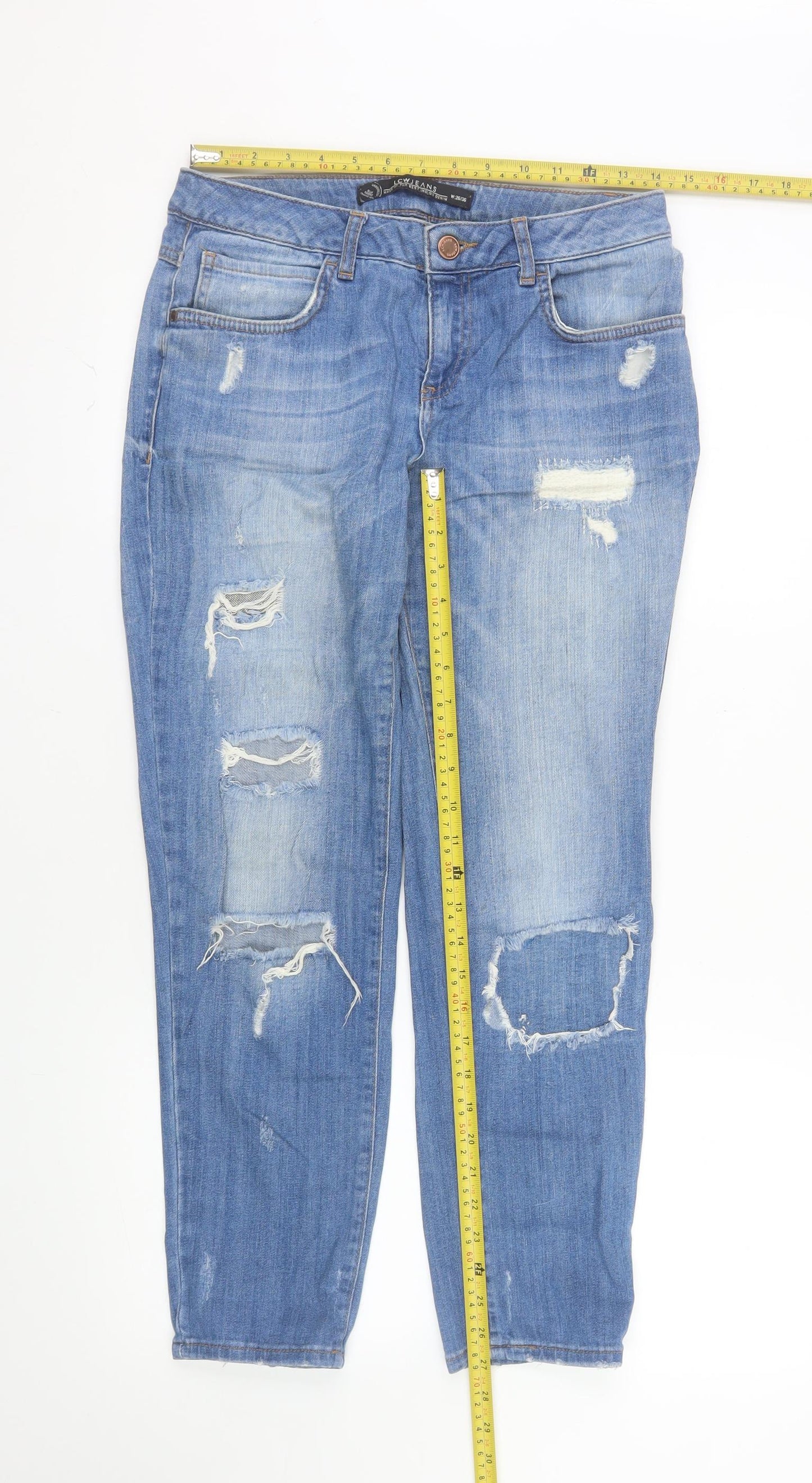 LCW Jeans Men's Blue Distressed Straight Denim 26in