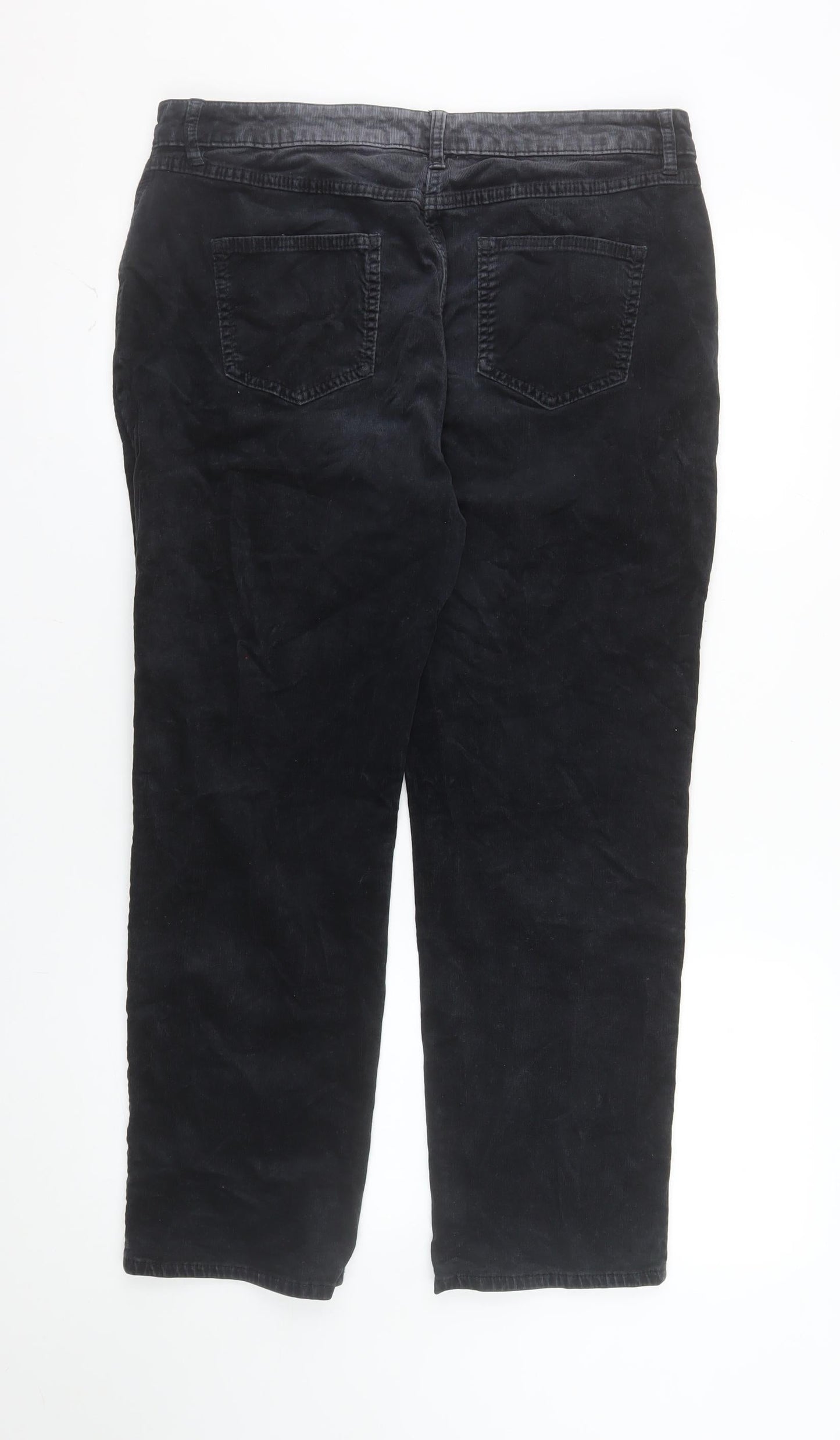 Marks and Spencer Women's Black Corduroy Stretch Chino Trousers Size 16