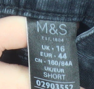 Marks and Spencer Women's Black Corduroy Stretch Chino Trousers Size 16