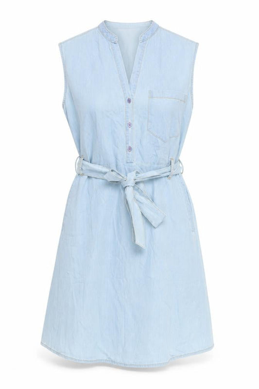 Kelly & Grace Women Blue Sleeveless Cotton Shirt Dress XL